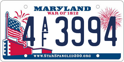 MD license plate 4AF3994