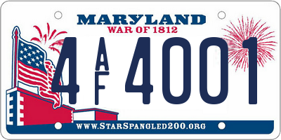MD license plate 4AF4001