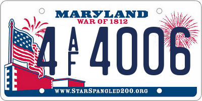 MD license plate 4AF4006