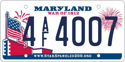 MD license plate 4AF4007
