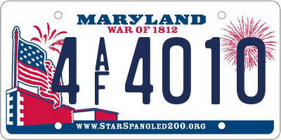 MD license plate 4AF4010