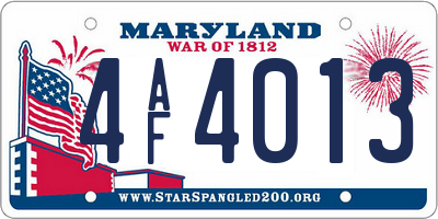 MD license plate 4AF4013