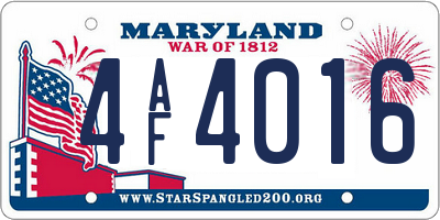 MD license plate 4AF4016