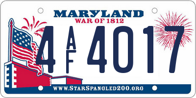 MD license plate 4AF4017