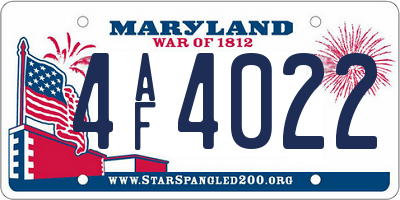 MD license plate 4AF4022