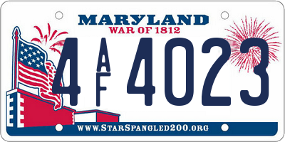 MD license plate 4AF4023