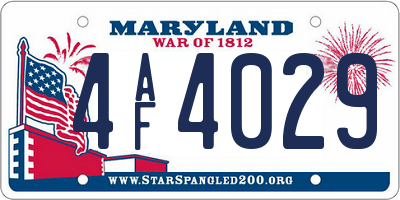 MD license plate 4AF4029