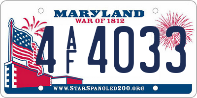 MD license plate 4AF4033