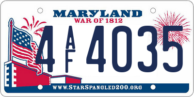 MD license plate 4AF4035