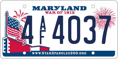 MD license plate 4AF4037