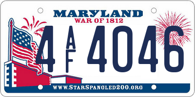 MD license plate 4AF4046