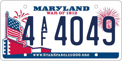 MD license plate 4AF4049