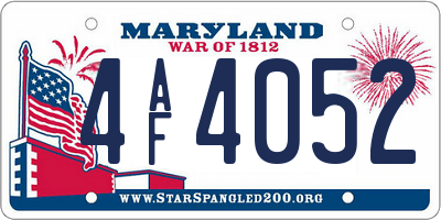 MD license plate 4AF4052