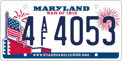 MD license plate 4AF4053