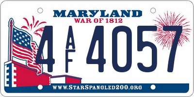 MD license plate 4AF4057