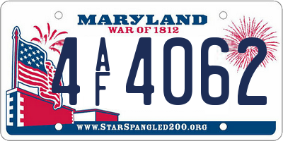 MD license plate 4AF4062