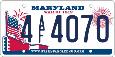 MD license plate 4AF4070