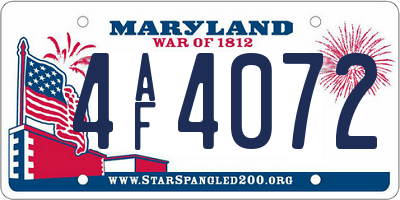 MD license plate 4AF4072