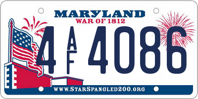 MD license plate 4AF4086