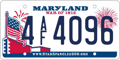 MD license plate 4AF4096
