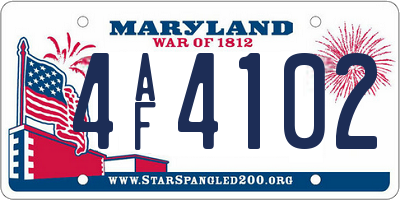 MD license plate 4AF4102