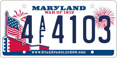 MD license plate 4AF4103