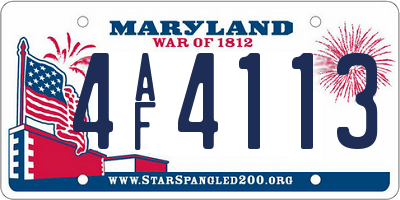 MD license plate 4AF4113