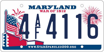 MD license plate 4AF4116