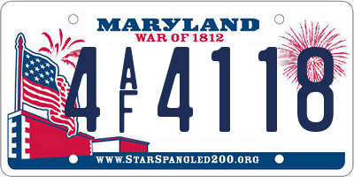MD license plate 4AF4118