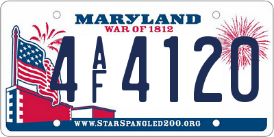 MD license plate 4AF4120