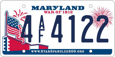 MD license plate 4AF4122
