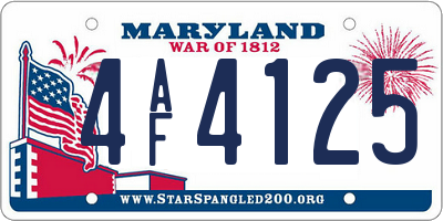 MD license plate 4AF4125