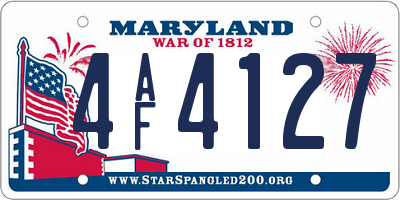MD license plate 4AF4127