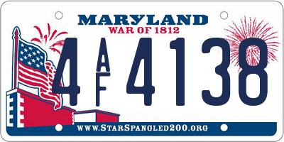 MD license plate 4AF4138