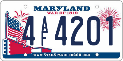 MD license plate 4AF4201