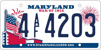 MD license plate 4AF4203