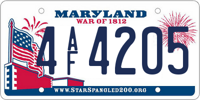 MD license plate 4AF4205