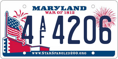MD license plate 4AF4206