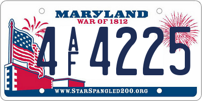 MD license plate 4AF4225