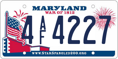 MD license plate 4AF4227