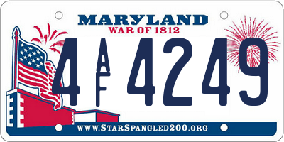 MD license plate 4AF4249