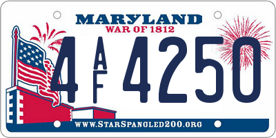 MD license plate 4AF4250