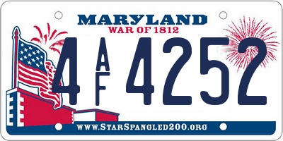MD license plate 4AF4252