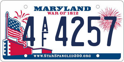 MD license plate 4AF4257