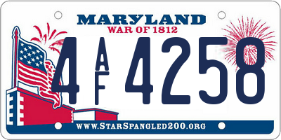 MD license plate 4AF4258