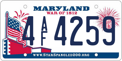 MD license plate 4AF4259