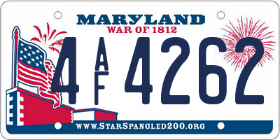 MD license plate 4AF4262