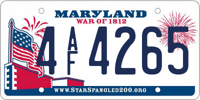 MD license plate 4AF4265