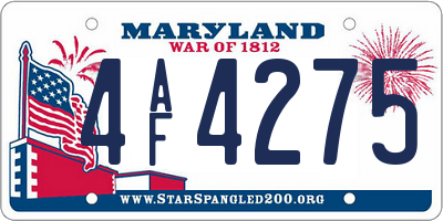 MD license plate 4AF4275