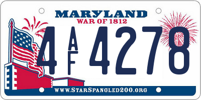 MD license plate 4AF4278